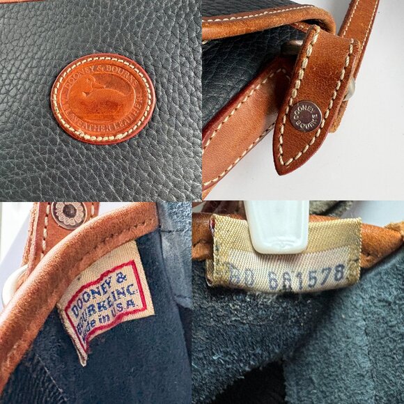 Dooney & Bourke Crossbody Bag East West Flap Blue AWL Tan Trim USA Vinta… - Picture 8 of 8